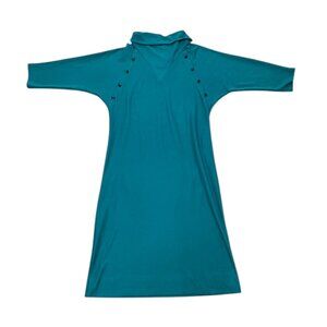 Women’s vintage Blair dress teal poly blend 1980s